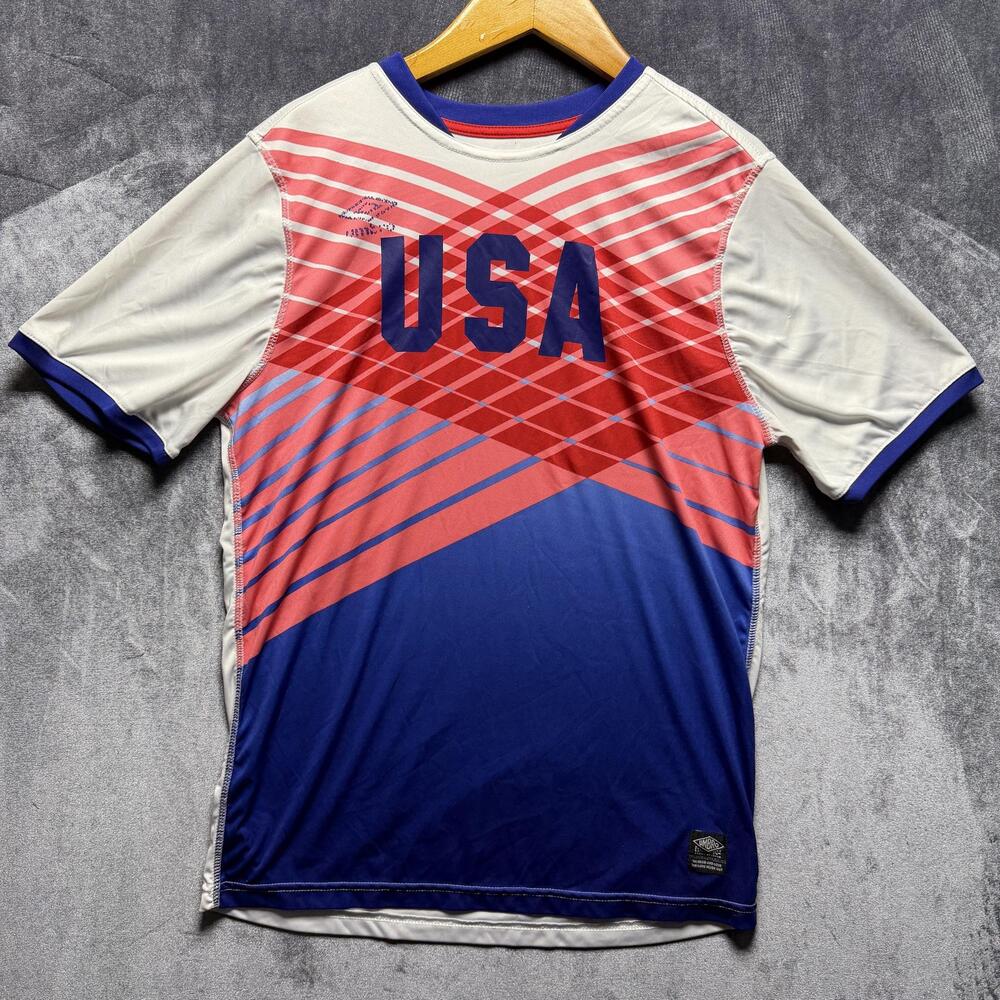 Umbro Jersey Mens S Blue Polyester USA Soccer Gradient Graphic Short Sleeve